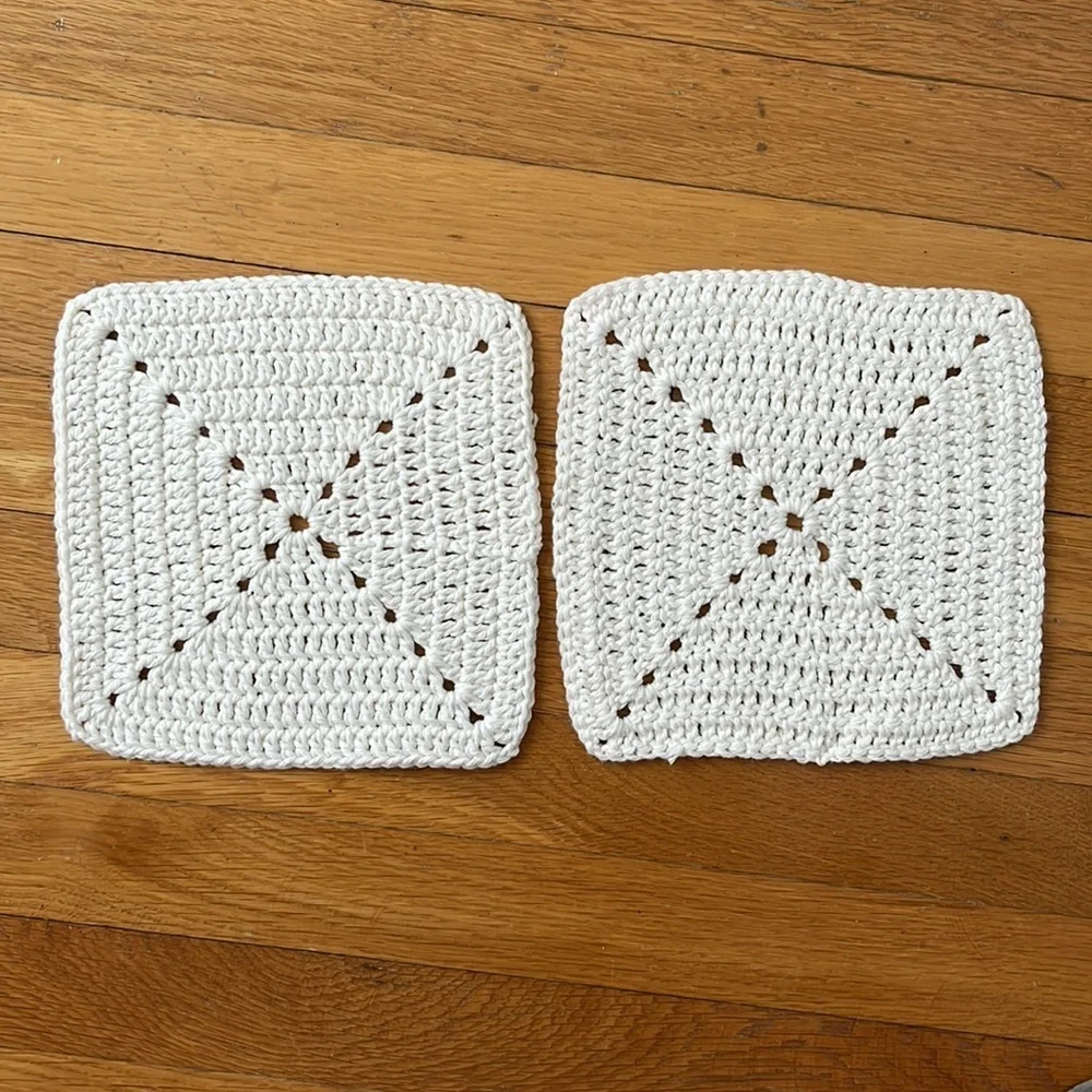 Set of 2 Handmade Crochet Ivory / Cream pot holders / doilies vintage